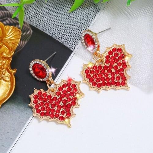 Newly Designed Luxury Super Flash Crystal Heart Stud Earrings Love Earrings Woman Romantic Wedding Jewelry Accessories