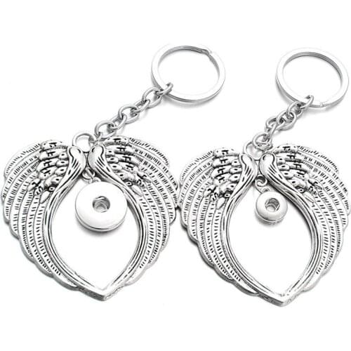 New Snap Jewelry 12mm 18mm Snap Key Chains For Keyring Women Gifts Girl Wing Keychain Bag Pendant ZF035