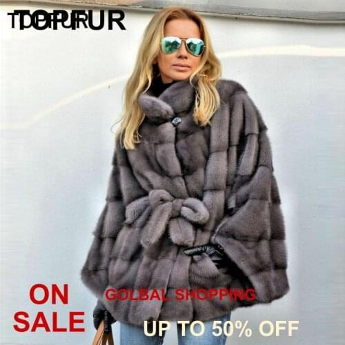TOPFUR New Arrival Female Real Fur Coat Natural Mink Fur Outerwear With Belt Basic Jackets Thick Warm Winter Top Fashion Clothes