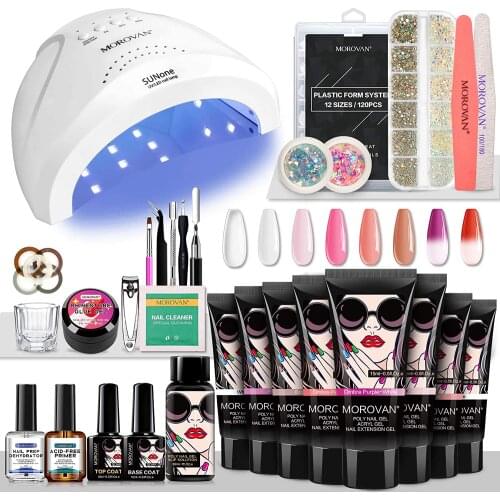 Poly Nail Gel Kit Builder Gel for Nails with 48W LED UV Nail Lamp Nail Prep Dehydrator and Nail Primer Kit Nail Art Supplies