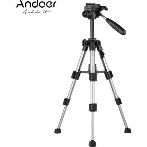 Andoer Portable Mini Tripod Travel Tabletop Tripod with 3-Way Pan & Tilt Head Carrying Bag 1/4” Screw Mount for DSLR ILDC Camera