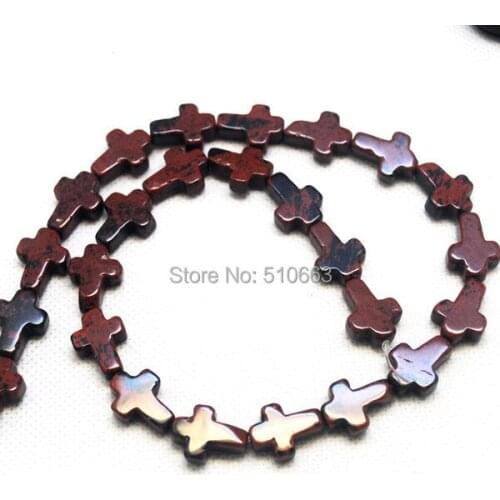 Nature Golden Swan Jasperr Gem Stone Strand Cross Shape Size 12x16mm One strand have 25 pieces