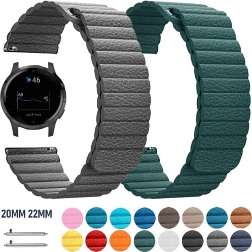 20mm 22mm Magnetic Buckle Leather Strap for Garmin Vivoactive 4 3 Watch Band for Vivomove HR Garmin Move/Active Watch Watchband