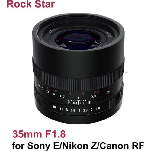 Rock Star RockStar 35mm F1.8 Lens Fixed Focus Lens Full Frame MF Camera len for Sony E Nikon Z Canon RF Mount Camera DSLR