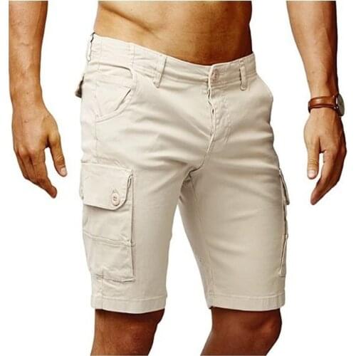 QNPQYX Hot Men Shorts Cargo Cotton Casual Half Stretch Solid Slim Fit Short Stretch Summer Half Short Pockets Short Combat Pants