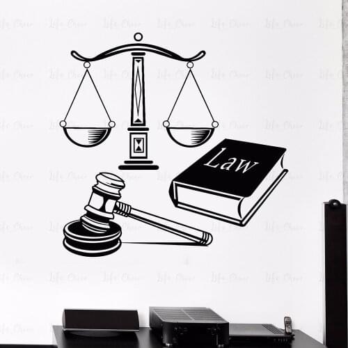 Fair ruling Vinyl Wall Decal Law Court Justice Decoration Mural Wall Stickers Book With balance Wall Art Mural Decoration