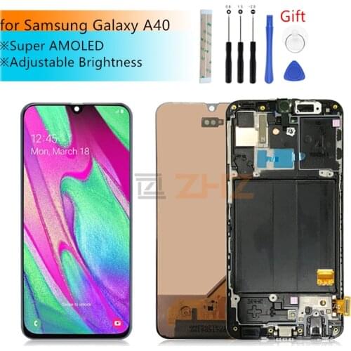 Super AMOLED For Samsung A40 LCD 2019 touch Screen Digitizer Assembly For Samsung A40 A405 LCD with frame repair parts