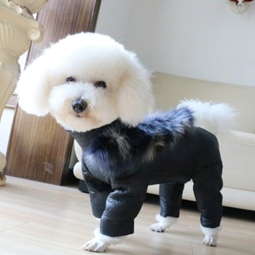 Pet Dog Winter Clothes Warm Puppy Jumpsuit Jacket Thicken Double Layer Fur Velvet For Small Dogs Coat Chihuahua Zipper Outerwear