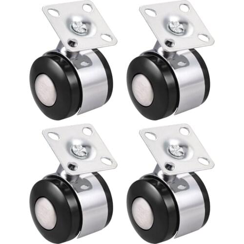 Uxcell Office Chair Casters Alloy Plastic 1.5 Inch Twin Wheel,Top Plate Mount Swivel Caster 1.5in no Brake 2pcs