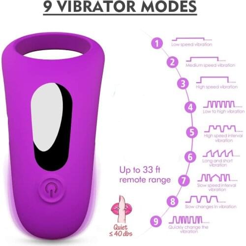 Vibrating Cock Ring 9-Speed Penis Ring Vibrator Silicone Waterproof Rechargeable Powerful Vibration Sex Toy for Male and Couples