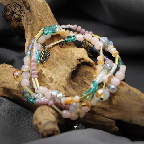 Vintage Colored Beads Suspension Pendent Bracelets & Bangles Fashion Costume Jewelry for Women Trend Unusual Things Accessories