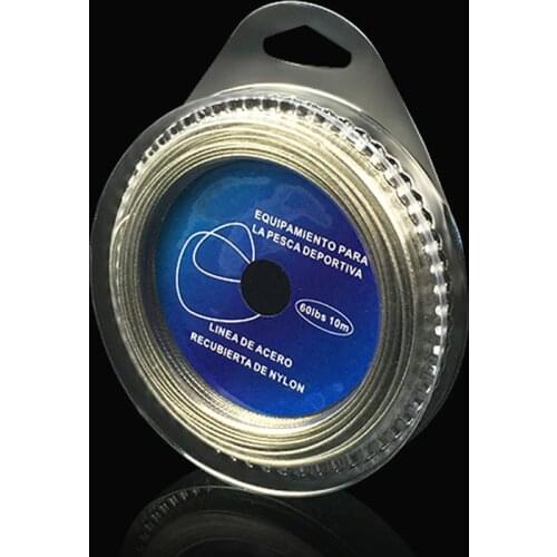 High Strength Fishing Wire 7 Strands of Steel Line Line Surface Cover with Nylon 10m Woven with Clip Connector 10-120 Lbs