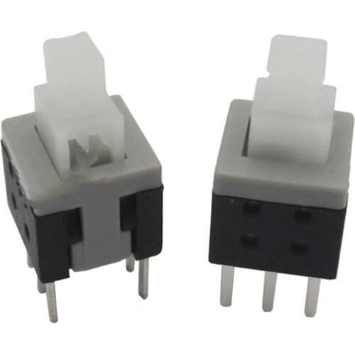 100% NEW 100pcs 8.5X8.5MM 8.5*8.5MM Self-locking switch Push button switch Button Double row and 6 feet Straight