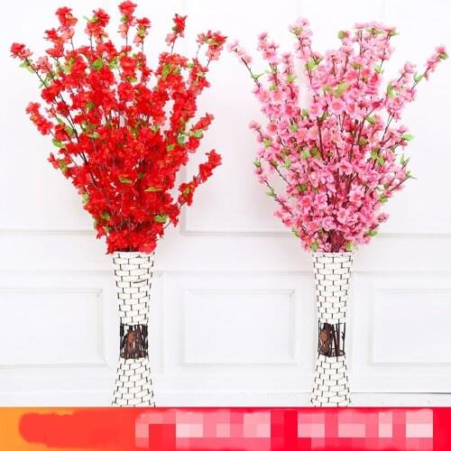 100Pcs Artificial Cherry Spring Plum Peach Blossom Branch Silk Flower Tree For Home Wedding Party Decoration Fake Flower