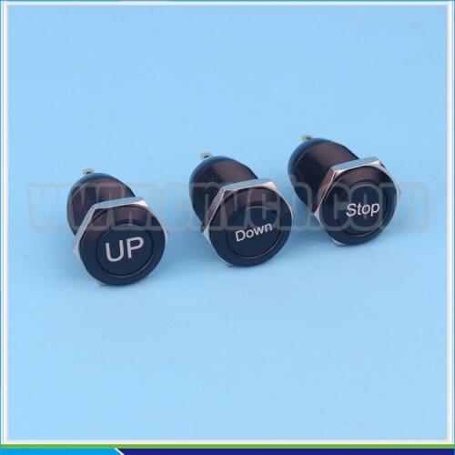 12mm Flat Momentary Push Button Switch 2A 36VDC Black IP67 Terminal Anodized Push Button Switch