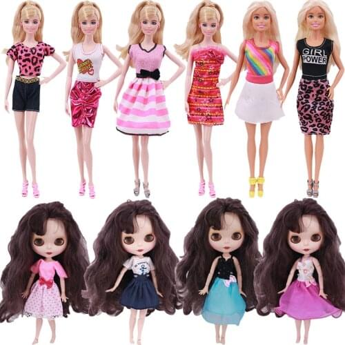 12 Styles Mixed Color Dress Campus For 11 Inch 26-28 Cm Barbies And Blyth Doll,Clothes Accessories For Barbies,Solid Colors
