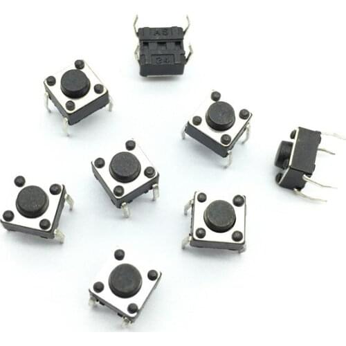 150 Pcs Tact Switch 6x6x4.3 (h) Iron Foot Insert Feature Momentary Contact 4 Pins DC 12V 0.5a Power Switch Button