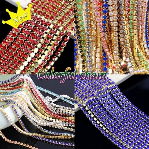 1Meterl SS6-SS16 Glitter Crystal Rhinestone Chain Sew-On Glue-On For Clothes DIY Garment Accessories trim Cup Chain