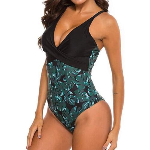 2021 Sexy One Piece Swimsuit Women Leaf Print Swimwear Bodysuit Swimsuit Push Up Monokini Bathing Suit Summer Beachwear #G3