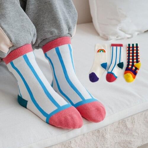 3pairs/set Fashion Colorful Childrens Socks Cotton Socks for Boy Striped Casual Socks for Children Girls Kids Sport Socks 1-8Y