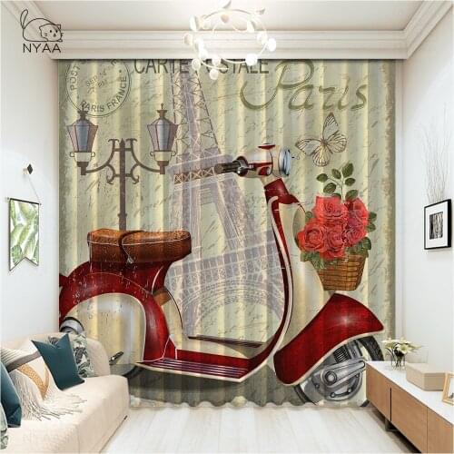 3D Paris Curtains Sets Girls Room Decoration Car Curtains For Room ChildrenS Room Dark Gray Curtain Micro Shading