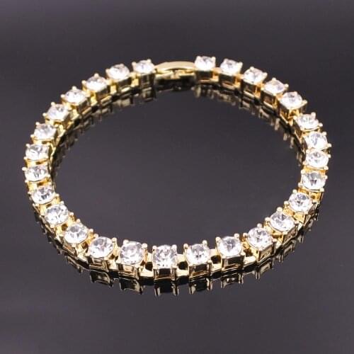 6mm wide big size 1 row hiphop tennis bracelets chain iced bling crystal mens fashion jewelry rapper rock roll gift