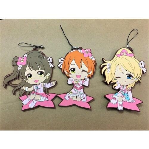 Love Live Kotori Anime keychain Nico Rin Umi Maki Chika Riko Yoshi Kunikida Kanan Rubber strap/phone charm G467