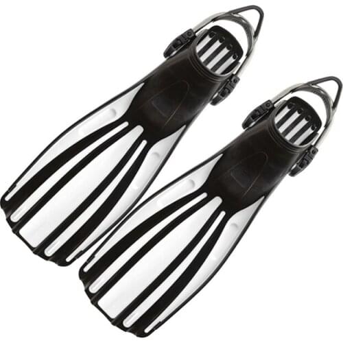 Quick release buckle spring lace diving shoes open heelless professional deep diving long fins large size mid-length fins