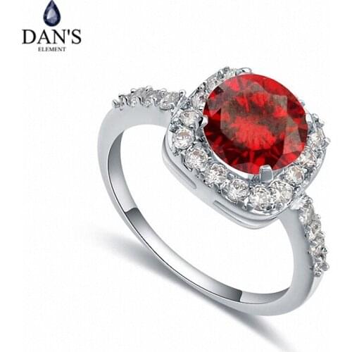 DANS Real Austrian Crystals Brand AAA Zirconia Micro Inlays Fashion Ring for women New Geometric 110002red
