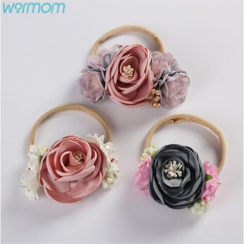 Warmom European American Cute Bow Flower Headband Childrens Cute Handmade Flower Headband Baby Headdress