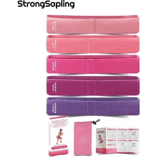 Fitness Resistance Bands 5-Pieces Set Indoor Training Fitness Booty Bands Strength Pilates Exercise Yoga Gym Workout Equipment