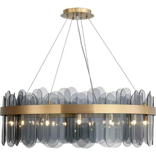 Nordic Modern Crystal Smoke Glass Designer Art Chandelier Luminaire Hanging Lamps For Restaurant Kitchen Bedroom Living Room