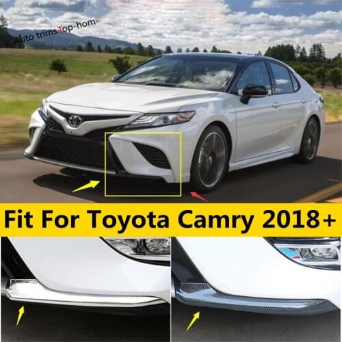 Yimaautotrims Front Bumper Protection Corner Cover Kit Fit For Toyota Camry 2018 - 2021 Chromium Styling Chrome Carbon Fiber ABS