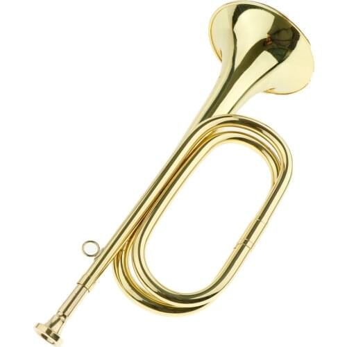 Brass Gold Lacquer Trumpet Bugle for Students Kids Adults 32.5 x 11.5cm