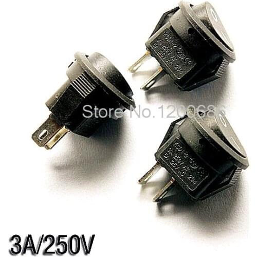 Small round - shaped switch black 2 foot 2 files rocker switch 3A / 250V 6A / 125V