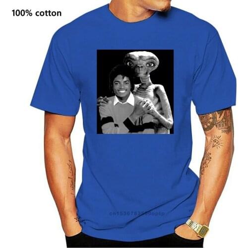 Michael Jackson With E.T. Mens Retro 80s T-Shirt ET Alien Movie Film Top Tee MJ(2)