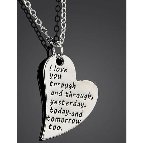 Memorial Necklace I Love You Through And Through Yesterday Today Tomorrow Pendant Vanlentines Day Gifts For Couple,Lovers,Women