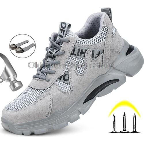Men Safety Shoes Anti-puncture Work Shoes Anti-smash Work Sneakers Comfort Men Shoes Lightweight Steel Toe Shoes Safety Boots