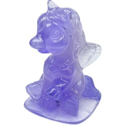 Natural Fluorite Stone Carving Crafts Crystal Unicorn For Gift Home Decoration