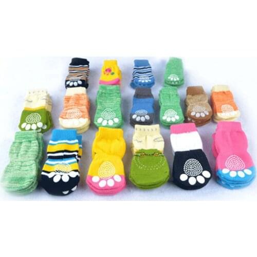 4pcs/Set Warm Puppy Dog socks Cute Puppy Dog Knit Socks Soft Pet Knits Socks Cute Cartoon Anti-Slip Cat Shoes colorful socks