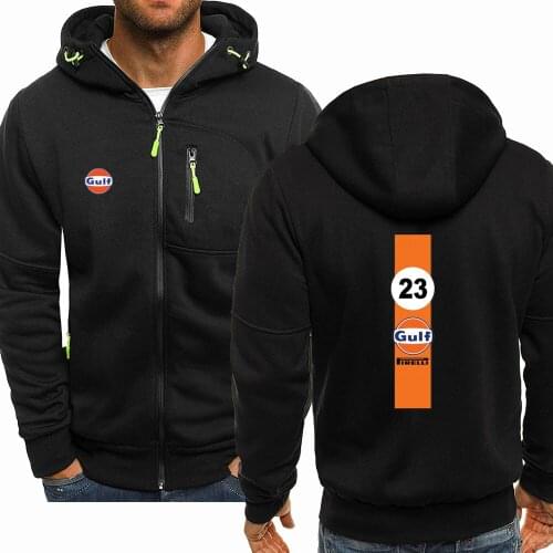 New Spring and Autumn Gulf 23 Logo Jacket Mens Fashion Long Sleeve Zipper Hip-Hop Harajuku Hoodie Casual Hoodied