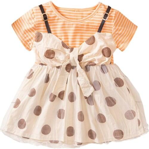 Toddler Baby Kids Girls New Fashion Two-piece Mesh Dress Summer Casual Short Sleeve Dress for Toddler Baby Girls