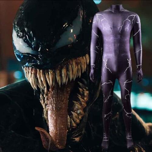 New Arrival Men Kids Movie Venom Jumpsuit With Helmet Cosply Costume Halloween Party Bodysuit Zentai Costume Free Shipping