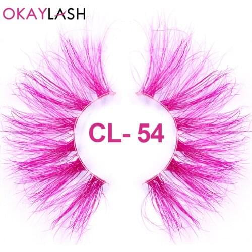 OKAYLASH Dramatic Siberian Hot Pink Pretty Colored Eye Lash 25mm 27mm Fluffy Wispy Party Halloween Makeup False Strip Lashes