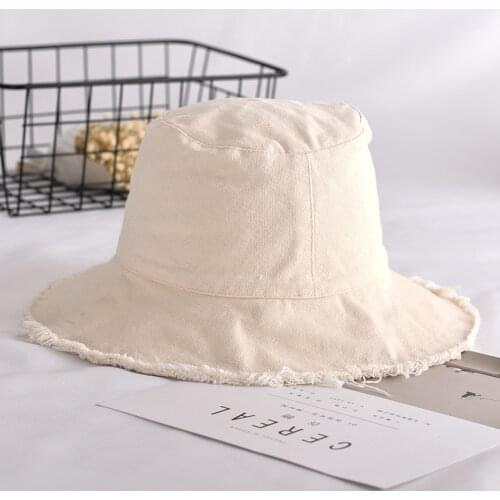 Vacation Autumn Women Man Ragged Ripped Washed Denim Bucket Hat Womens Cotton Fishing Hat Cap Summer sun hat HA241