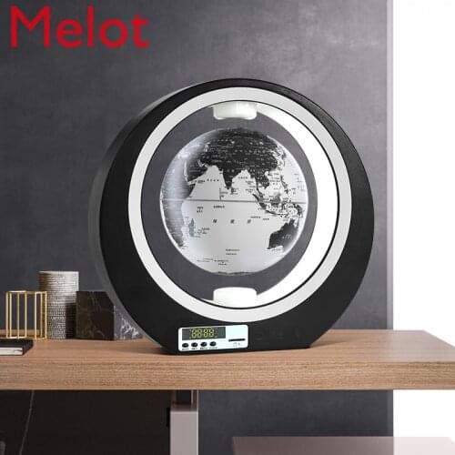 Earth Instrument 3D Suspension Ornaments Magnetic Suspension Luminous Self-Rotating Table Lamp Creative High-End Black