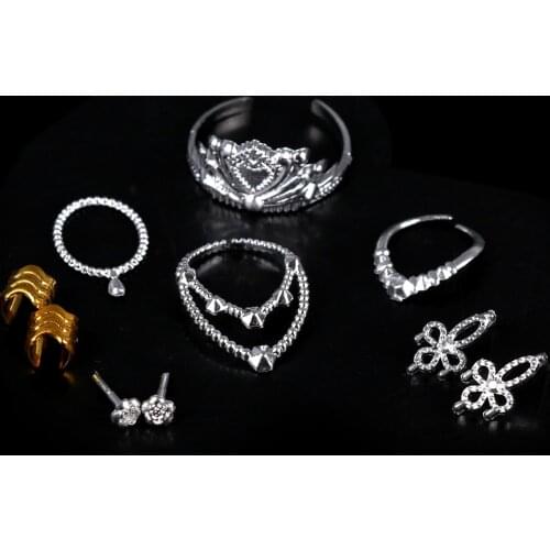10Pcs/Set Plastic Sliver Crystal Crown Headband Headwear Doll Necklace Bracelet Toys for Barbie Doll Girls