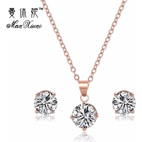 Luxury Wedding sets Gold Color Metallic Cubic Zircon Earrings Statement AAA CZ Crystal Jewelry Set for Women JX3039