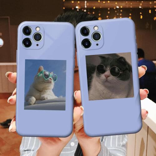 Cute Animal Cat Purple TPU Phone Case for iPhone 6S 7 8 Plus X XR XS 11 12 mini Pro Max Silicone Protective Sleeve