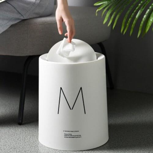 Nordic Simple Plastic Trash Can Bathroom Kitchen Garbage Bin Living Room Bedroom Waste Storage Baskets Household Cleaning Tools